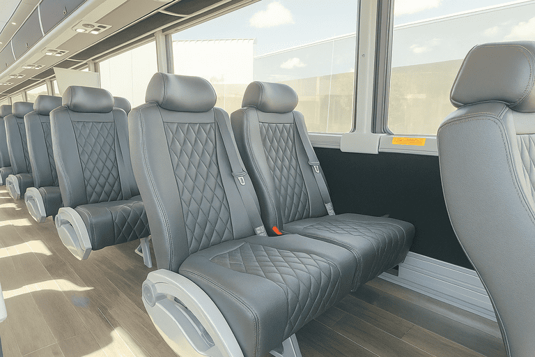 interior of Garden Grove Shuttle Bus Rentals charter bus